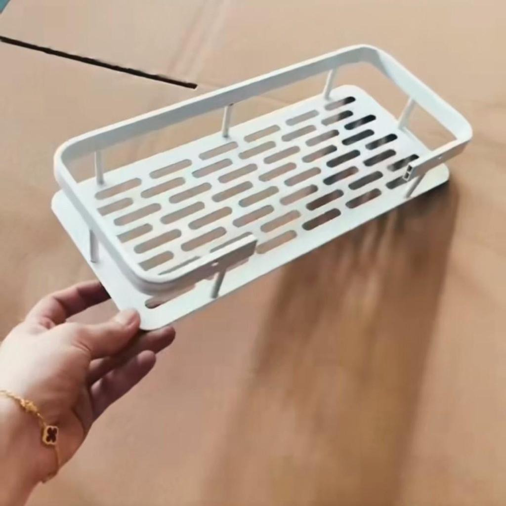 White No-Punch Corner Bathroom Storage Rack Organizer