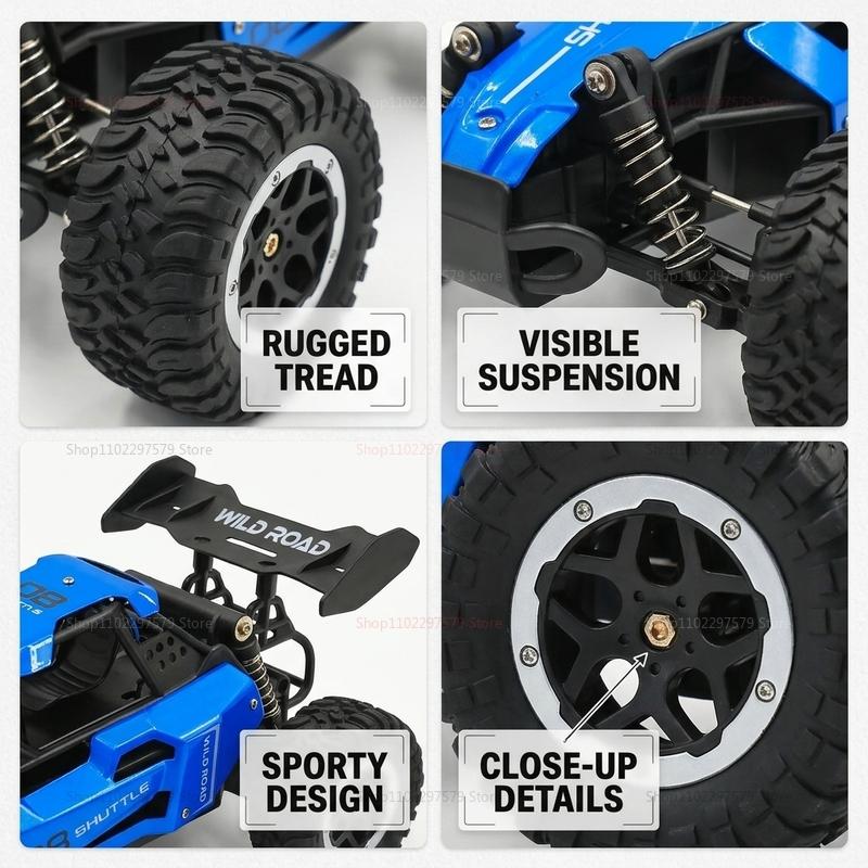 2026 New Remote Control Car RC Cars 1:16 All Terrain Truck LED Lights Outdoor 2WD Off Road 2.4GHz High Speed 20Km/h Toy Gift Kid