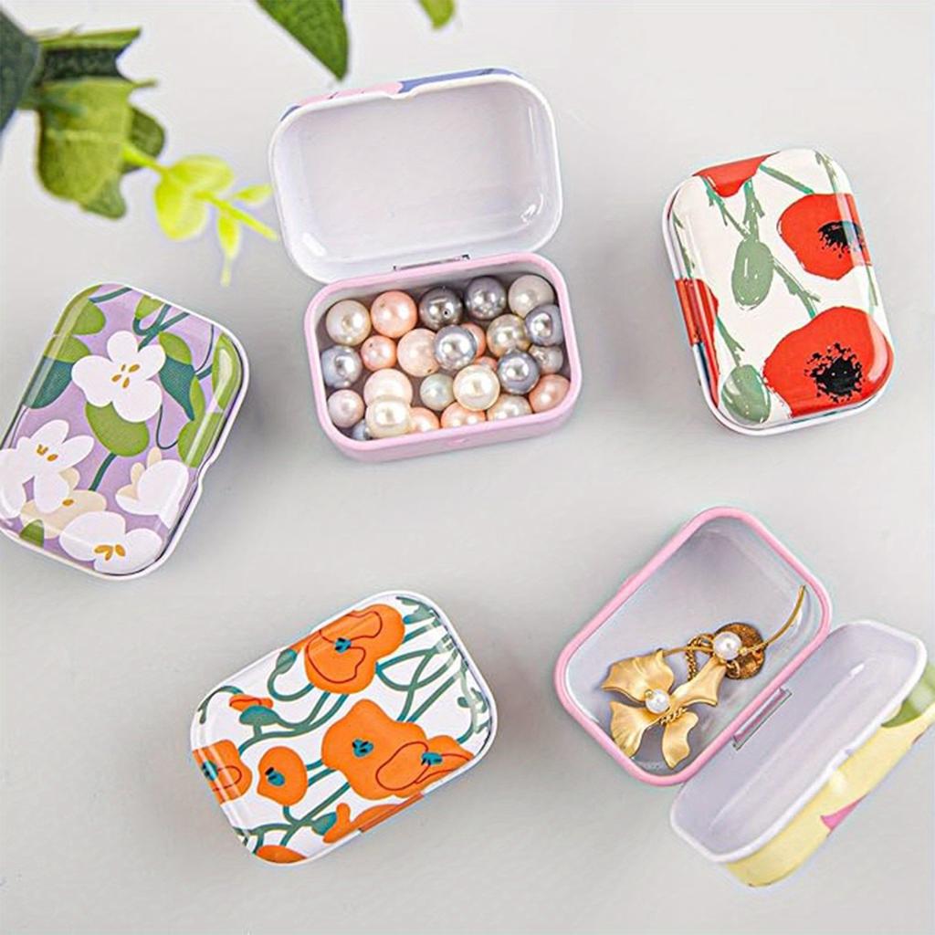 20Pack Mini Metal Tin Trinket Boxes,Small Jewelry Storage with Lids,Decorative Flower Pattern,No Electricity Needed Featherless,Durable Metal Material