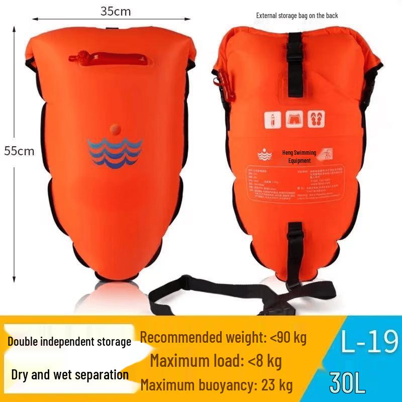 Dual Airbag Dry/Wet Separation Swimming Safety Buoy Bag