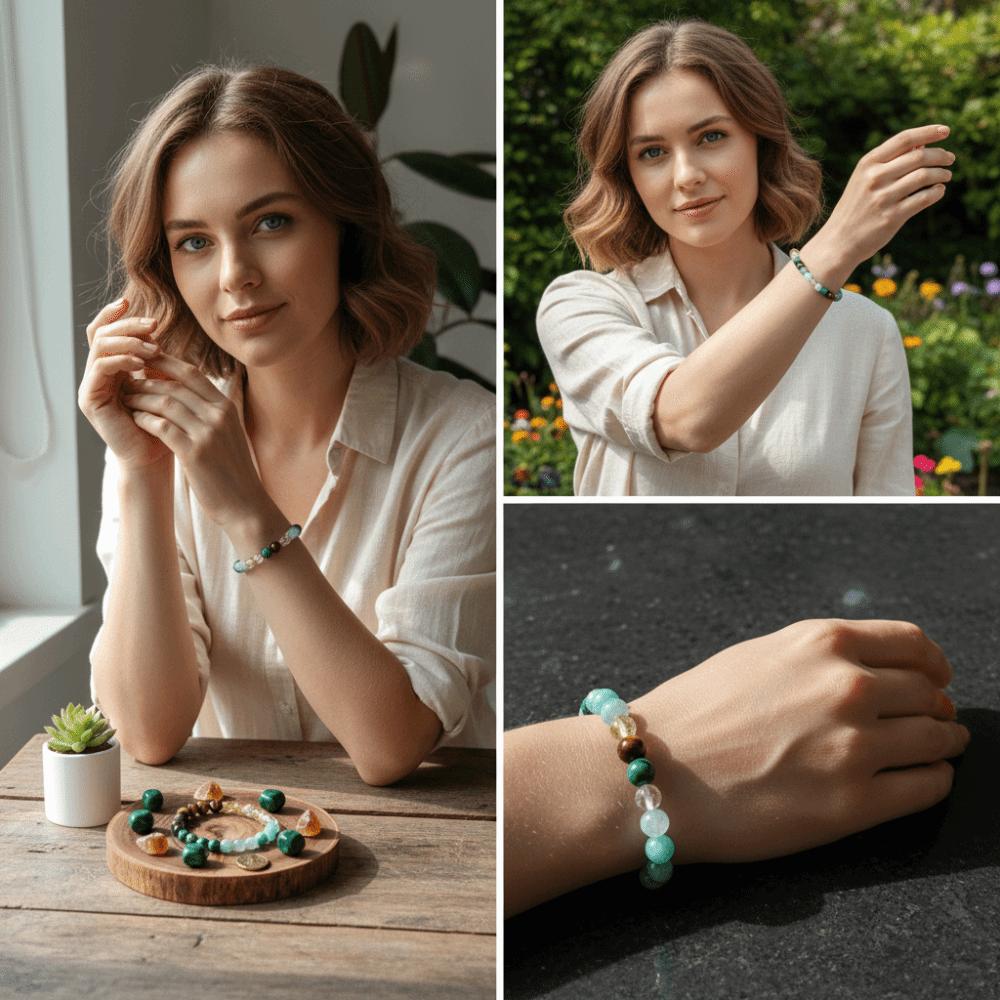 Vintage Stone Beads Bracelet Bohemian Bangles Bracelet for Women Wrist Chain Elastic Attract Wealth Bracelets Jewelry Gift