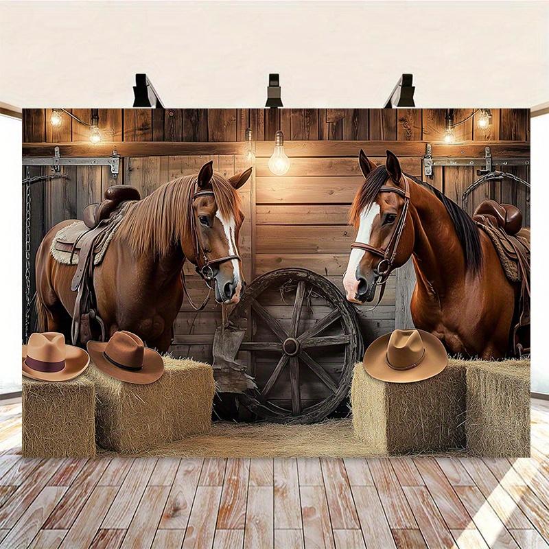 American Country Cowboy Style Decorative Tapestry Ranch Theme Store Photography Studio Background Retro Wild Style 100X70CM