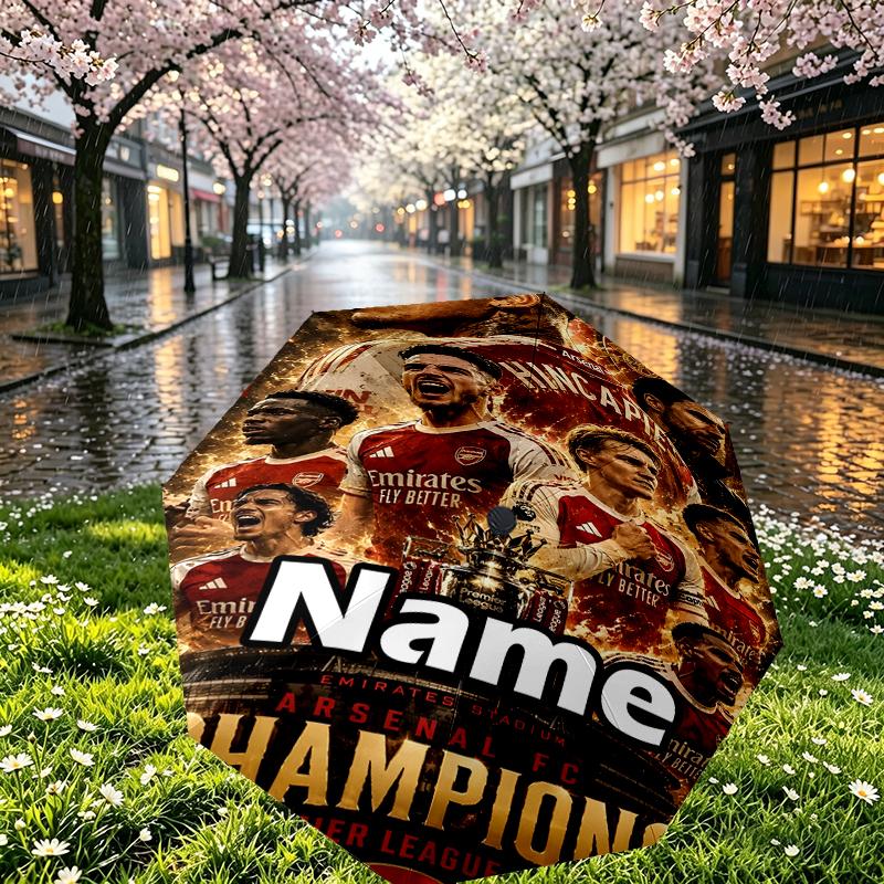 Custom Name Personalized football team Print Umbrella, Auto Open Close, 8‑Rib Sturdy Frame, Commute Camping Hiking Use, Birthday Gift