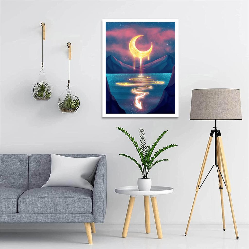 5D DIY Diamond Painting Moon and Bay Cross Stitch Kit Mosaic Diamond Embroidery Rose Full Round/Square Drill Home Decoration