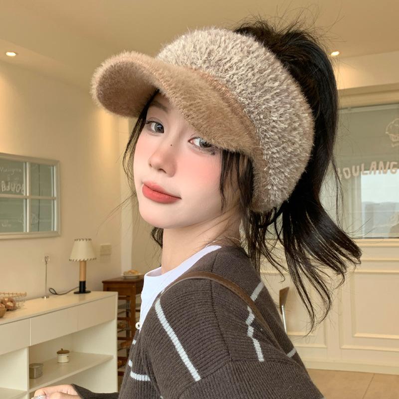 Korean Style Fashionable and Versatile Face Showing Plush Hat Autumn and Winter Windproof Warm Air Top Baseball Cap Outdoor Casual Ear Protection Hat