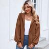 European and American-style Women's Solid Color Zip-up Long-sleeve Hooded Sweatshirt/jacket for Fall and Winter
