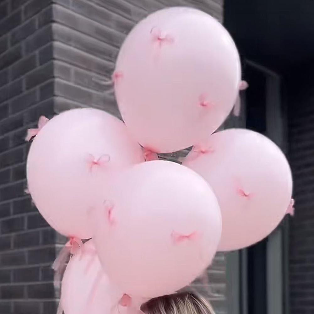 5Pcs Gift 12-inch Bow Balloon Set Pink Ins Bow Proposal Ceremony Floating Balloons Ballet Style Birthday Party Scene Arrangement