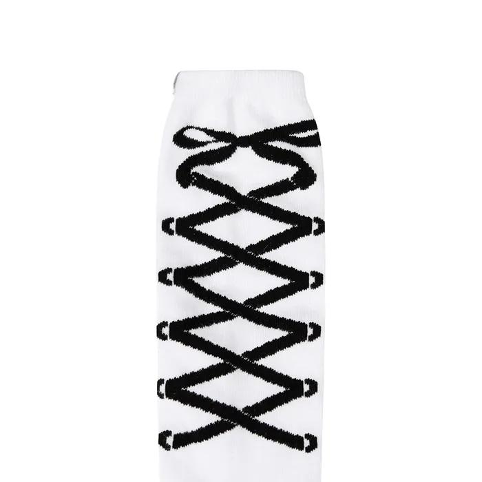 RIBBON GRAPHIC KNEE SOCKS [WHITE]