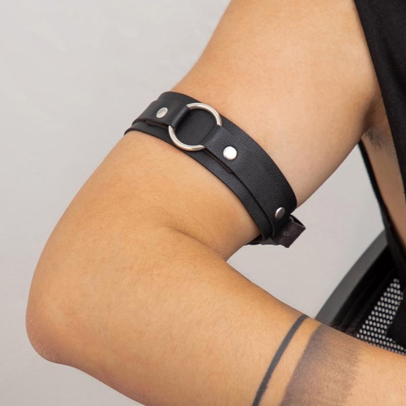 Gothic Gothic Armband For Men Black Leather Wide Adjustable Bracelet Medieval Halloween Accessory Jewelry Gift