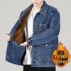 Men's Velvet-Lined Thick Denim Jacket - Extra Warm, Loose Fit, Trendy Plus Size for Winter