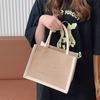 Portable Imitation Linen Bag Hand-painted Large Capacity Beach Tote Bag Bridesmaid Gifts Bag