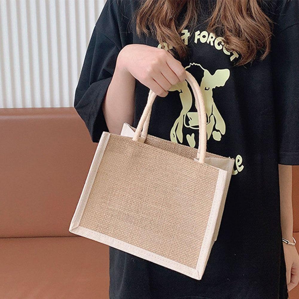 Portable Imitation Linen Bag Hand-painted Large Capacity Beach Tote Bag Bridesmaid Gifts Bag