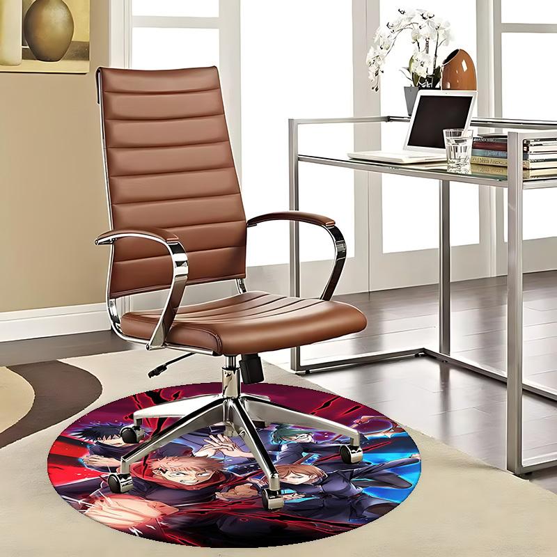 1pc Anime Cartoon Design Round Carpet Office Chair Mat, NonSlip Rug for Home Decor