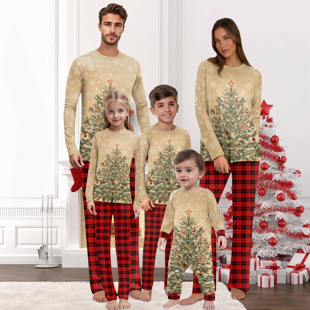 Christmas Prints Family Matching Long Sleeve Tops+Pants Set Family Matching Sets