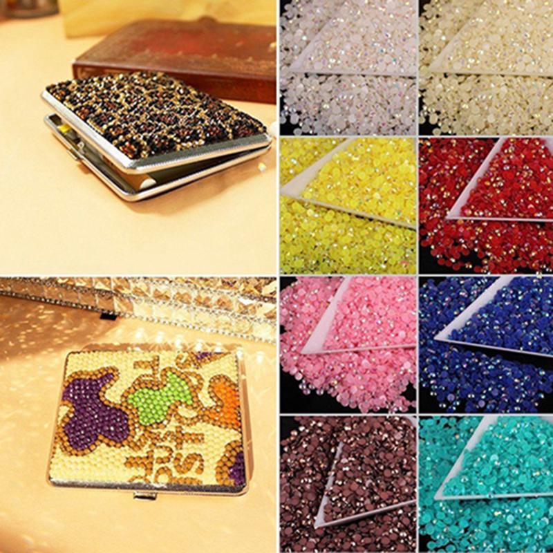 2000 st Flat Back Resin Rhinestones DIY telefonfodral Nageldekaler 2/3/4/5 mm