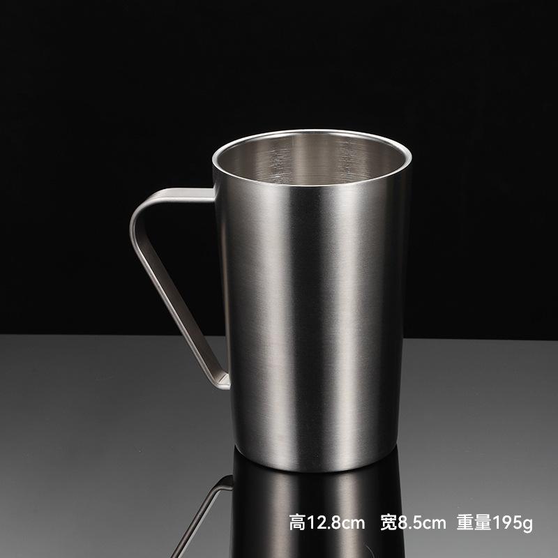 304 stainless steel thermal insulation double-layer beer cup multi-specification sanding slope conical water cup with handle gift