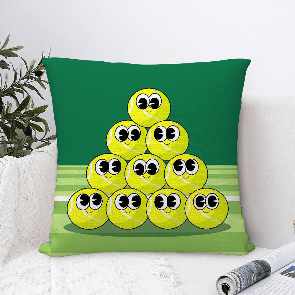 Cute Tennis Pictures Pillow Case Sofa Decorative Home Double-sided Print Plush Square Throw Pillow Covers Cushion Decor Cover