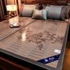 Bamboo Ice Silk Summer Cooling Mat: Foldable Double-Sided Mat for Dormitory or Home, 1.8m