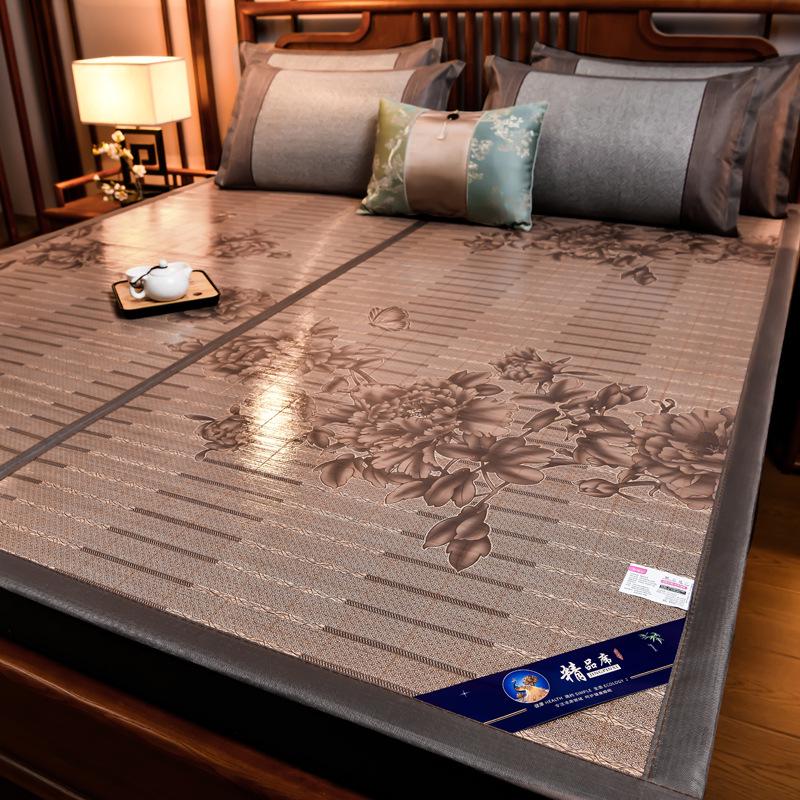 Bamboo Ice Silk Summer Cooling Mat: Foldable Double-Sided Mat for Dormitory or Home, 1.8m