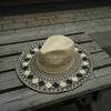 Retro Schwarz Beige Breitkrempiger Urlaubs-Jazz-Zylinder Strohhut Sommer Herren- und Damen-Sonnenschutz Sonnencreme Strand Webhut