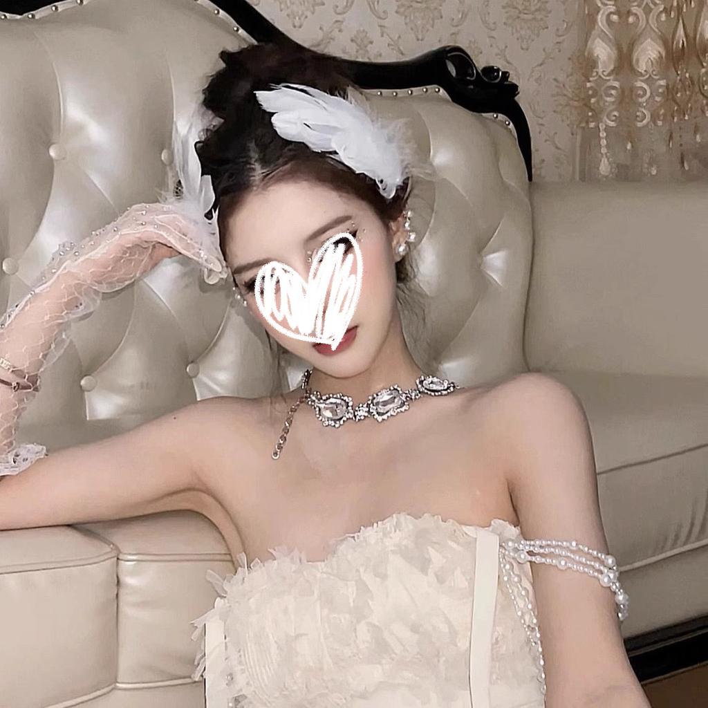 Christmas white swan feather headdress female crown hairpin women's ballet co angel dress photo decoration