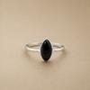 Black Onyx Marquise Ring, 925 Sterling Silver Bezel Ring, Minimalist Gemstone Jewelry