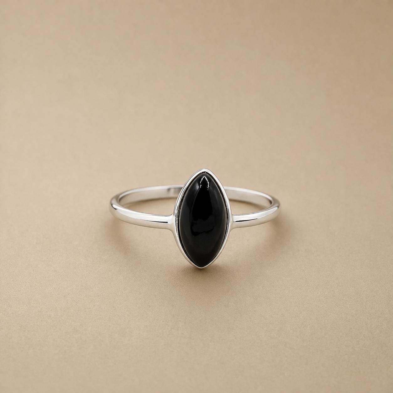 Black Onyx Marquise Ring, 925 Sterling Silver Bezel Ring, Minimalist Gemstone Jewelry 4 серебряный