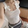 Summer Women's New BM Style Spice Girls Pure Desire Sexy Short Navel Bow White Suspender Vest Top