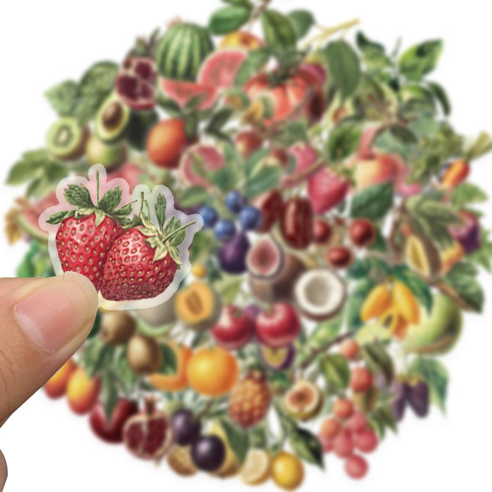 50pcs Retro Graffiti Stickers Fruit Vegetable Sticker Scrapbook Guitar Mobile DIY Waterproof Decals