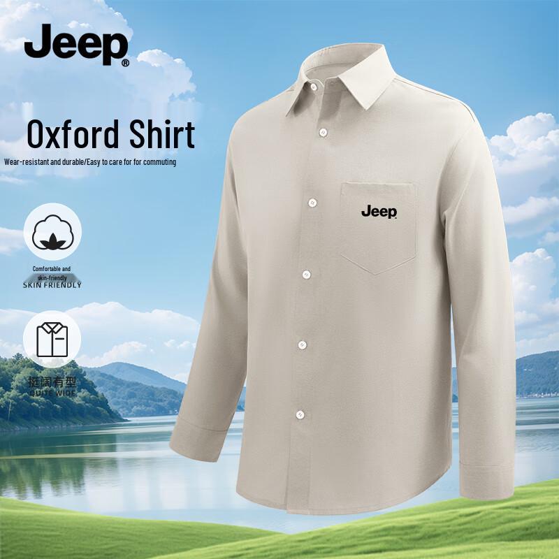 JEEP Men s Business Casual Oxford Long-Sleeve Shirt XL