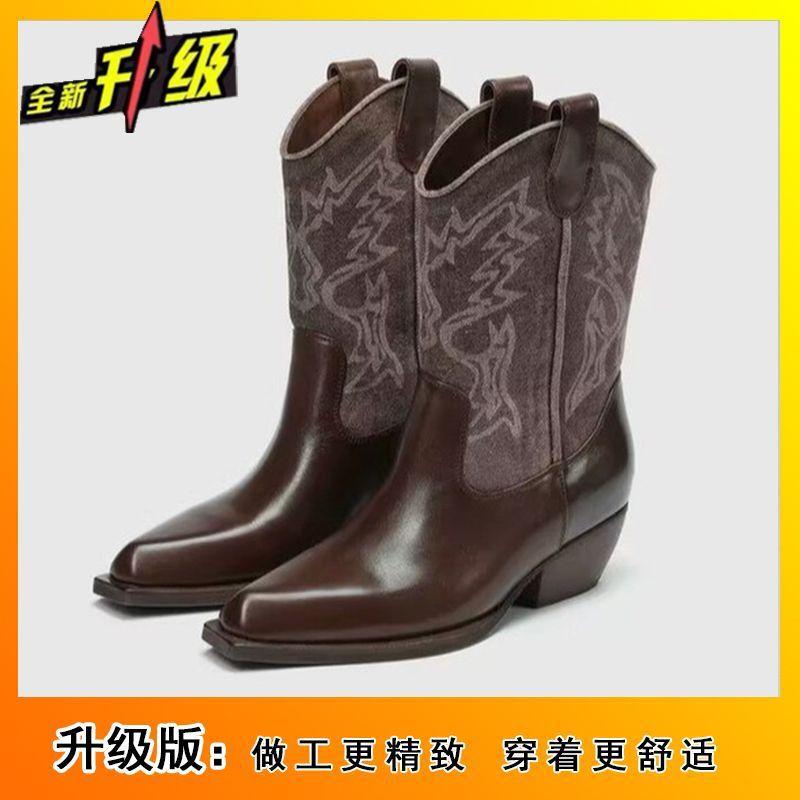 

Seasonal retro style comfortable versatile Martin boots women s fashion square head thick heel medium boots children 42