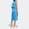 Adidas Neo Solid Color Side Button Round Neck Sleeveless Dress Women Dresses Blue HN0014