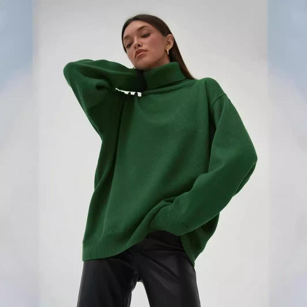 2025 New Style, Sweater, Loose Fit, Semi High Neck, Autumn and Winter, Solid Color Sweater, Loose Design, Winter Inner Sweater, Thick Design