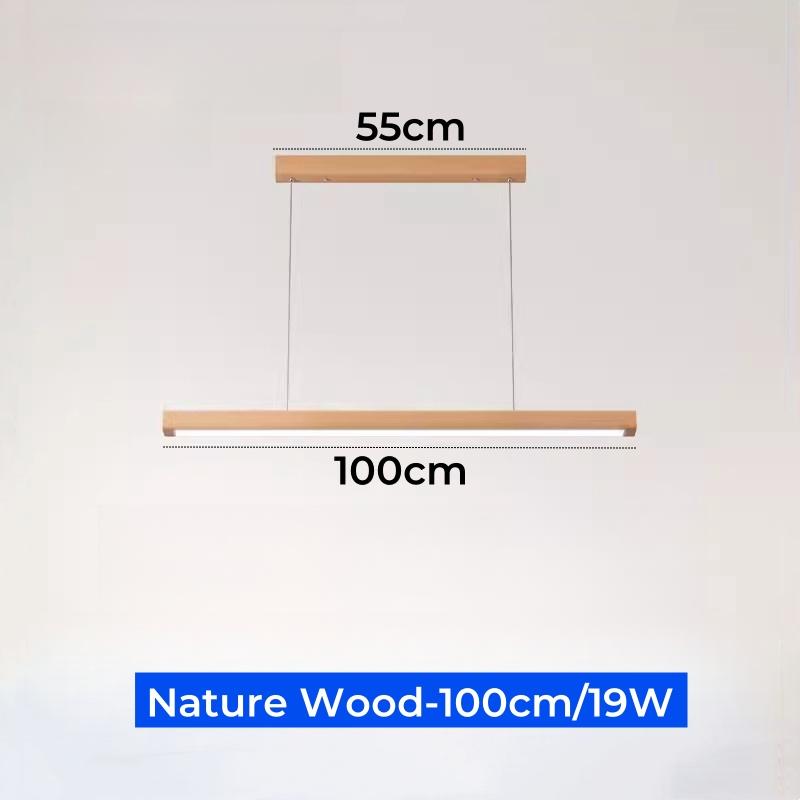Nordic Wooden LED Pendant Lamp Simple Dimmable Ceiling Chandelier Dining Room Kitchen Table Long Strip Hanging Lighting  Fixture