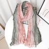Contrast Color Cotton And Linen Wrinkled Scarf Female Literary And Artistic Fan Atmosphere Warm Silk Scarf Retro Gradual Change Color Scarf Shawl