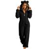 Women's Thick Hooded Zip-Up Sleepwear Pajama Jumpsuit