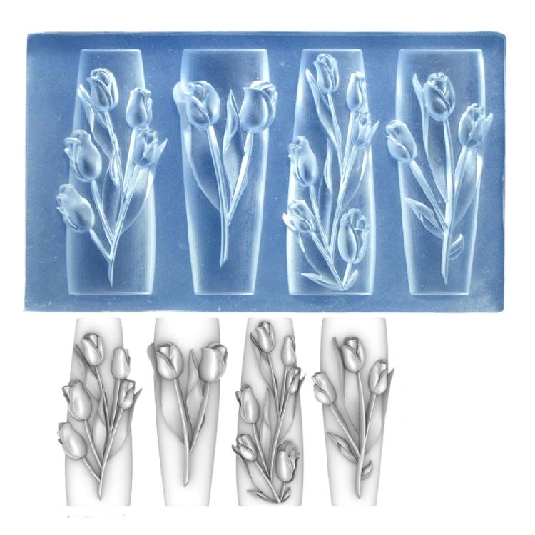 Beautiful 3D Floral Nail Art Silicone Mold Elegant Carving Flower Nail Art Accessory Mold for DIY Resin Designs