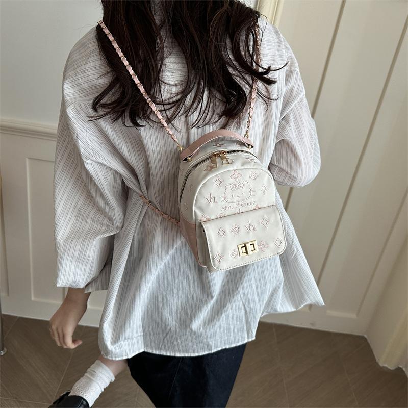 Schoolbag trendy personality foreign style backpack fashion texture simple bag 1011 spring new niche women's backpack