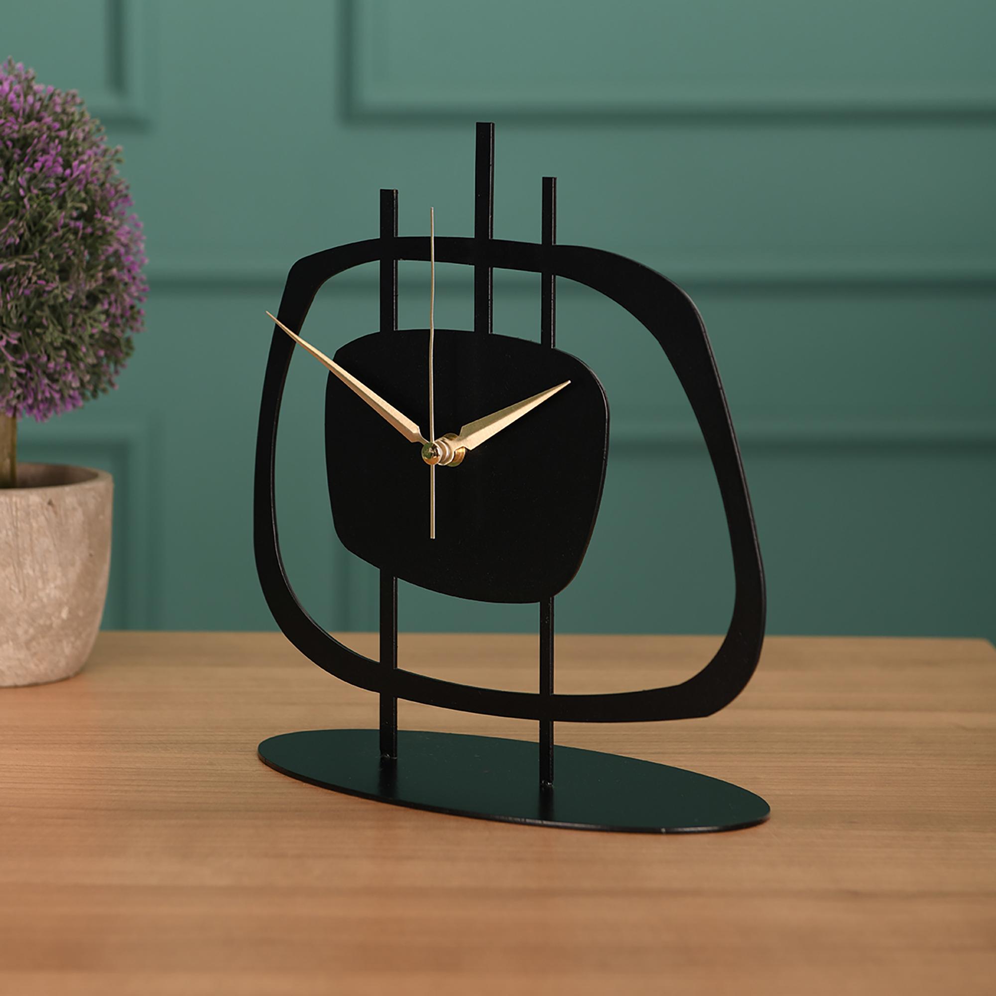 

Настольные часы Pietra Metal Black 21x23см