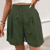 Women's Loose Casual Pants Button -Color High Waist Straight Shorts