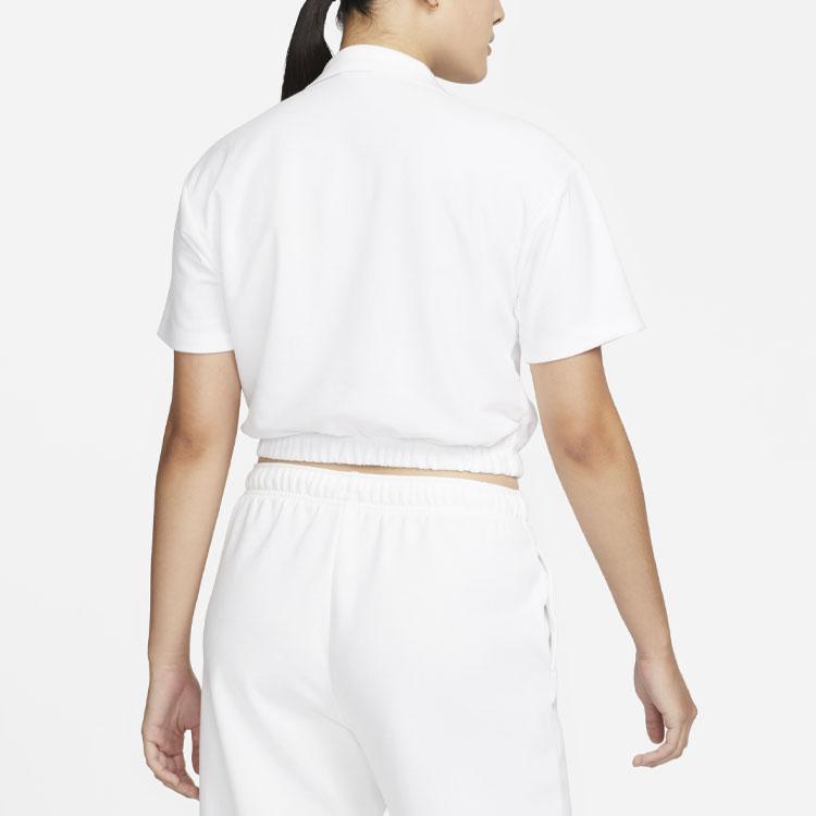 Nike Polo cu Mânecă Scurtă Casual cu Fermoar Scurt la Jumătate, cu Logo cu Litere în Culoare Solidă, Topuri Femei Alb DM6465-100