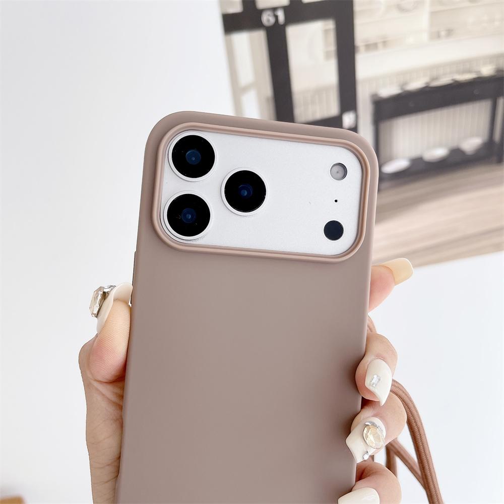Phone Case for IPhone 17 Air 16E 15 14 Plus 13 12 11 Pro 17 Pro Max Crossbody Necklace Strap Lanyard Candy Color Silicone Cover