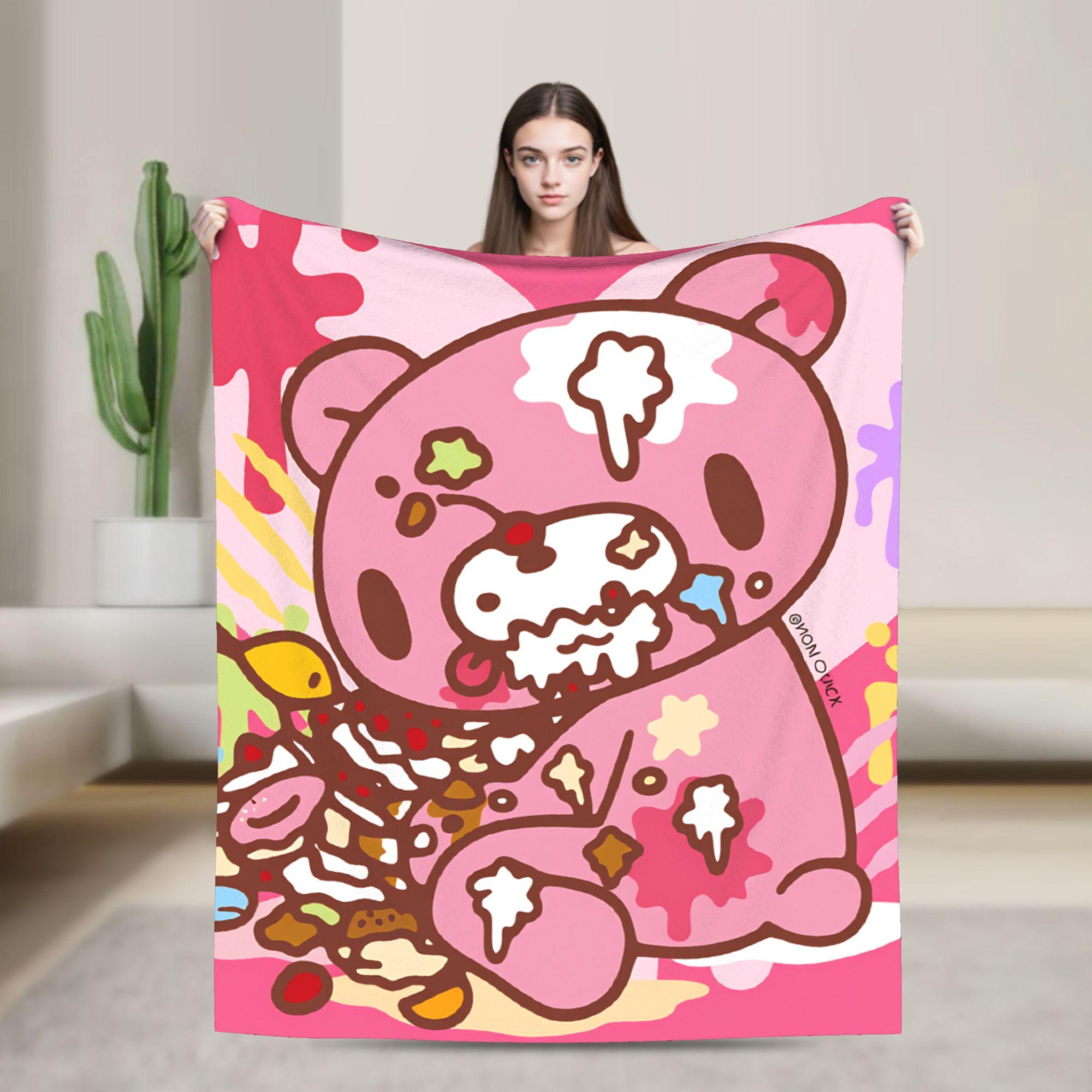 

Gloomy Bear Blankets Kawaii Warm Soft Aesthetic Plush Bedding Throws For Home Decor Airplane Travel Flannel Bedspread Bed Cover 75x90cm