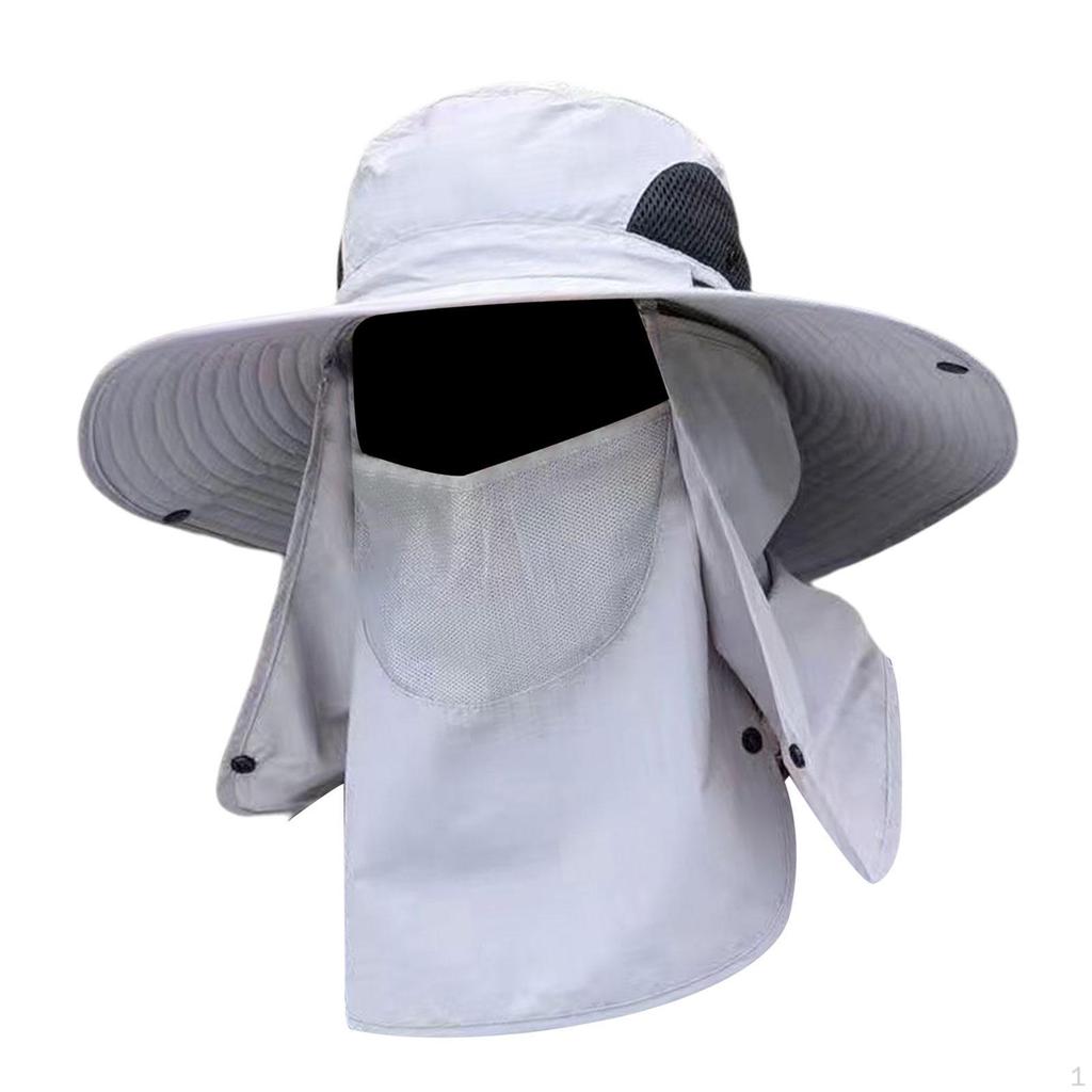 Lightweight Sun Hat with Detachable Face Neck Flap Cover for Outdoor Activities