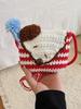 Cute Dog Knit Mini Shoulder Bag With Hook And Loop Closure For Daily Use