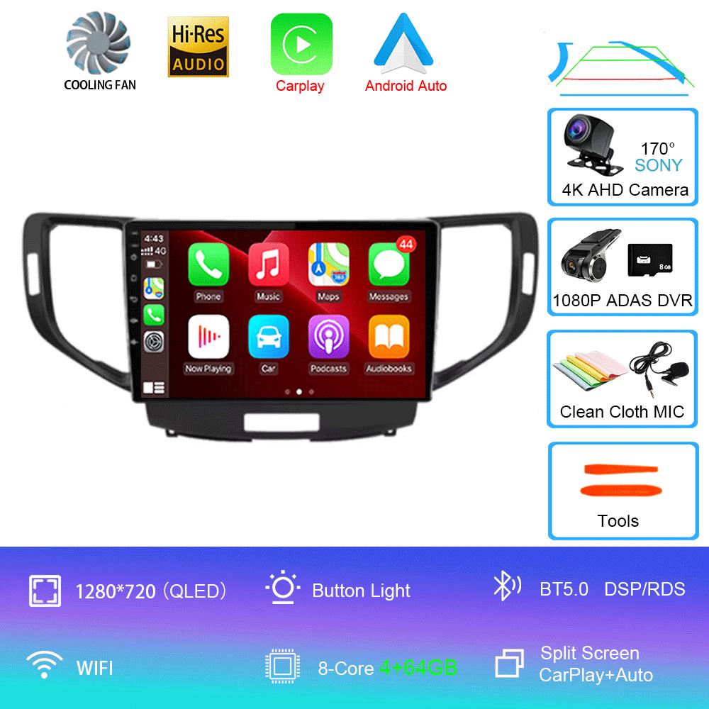 For Honda Accord 8 Acura TSX 2008 - 2012 Car Radio GPS Android 14 Multimedia System Navigation Auto Carplay Video Player Screen