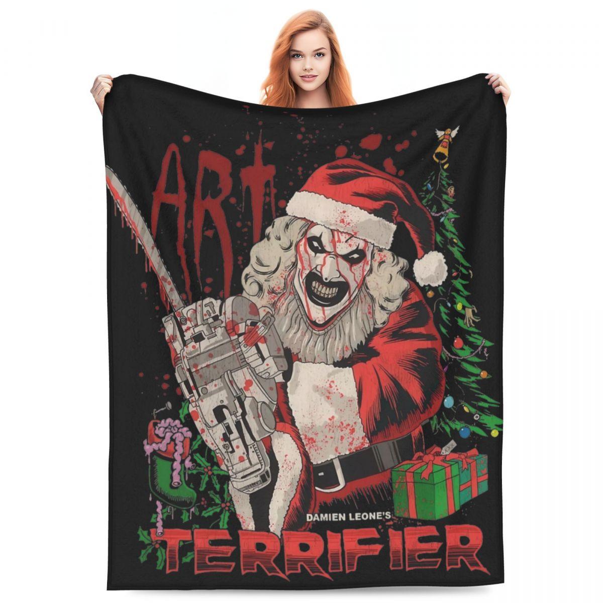 Art Clown Santa Terrifier 3 Blanket Fleece Autumn/Winter Breathable Soft Throw Blanket for Bedding Bedroom Plush Thin Quilt 75X95CM