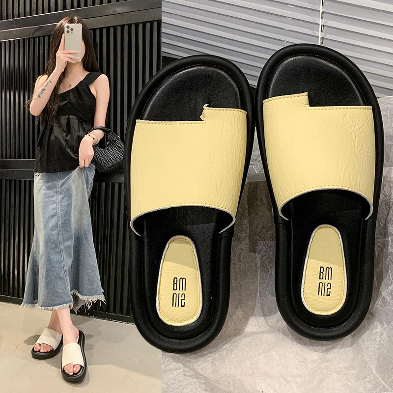 Pinch feet new 2025 evening slippers fairy wind sandals female flat shoes pinch feet wear French summer cool slippers
