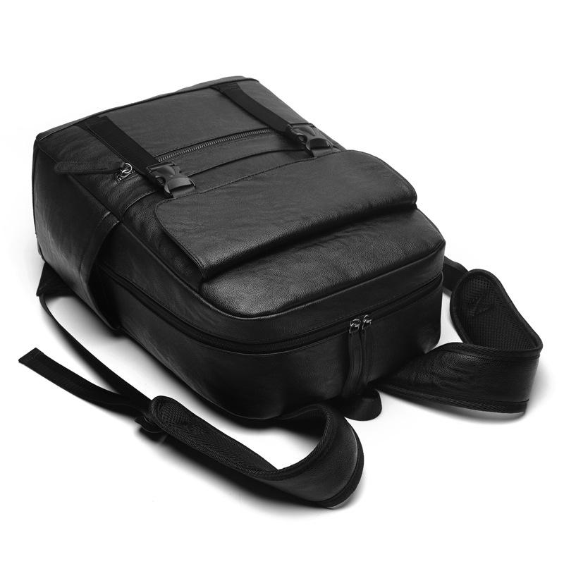 Men's PU Backpack Waterproof Large Capacity Business Commuting Computer Backpack Student School Bag