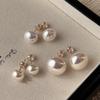 Shi Jia Light Milk White Pearl Earrings: S925 Silver Studs for Women - High-End, Versatile, Niche Design